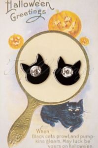 Erstwilder - Cat Head Stud Earrings en Noir 3