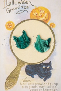 Erstwilder - Exclusief bij Topvintage ~ Cat Head Glitter oorstekers in groen