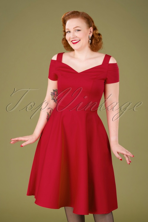 Bunny - 50s Helen Swing Dress in Lipstick Red
