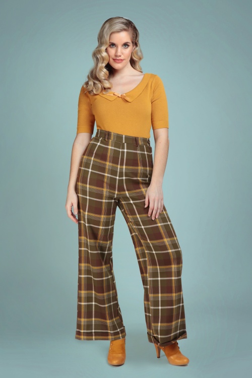 Collectif Clothing - Baylee Mosshill Check Hose in Braun