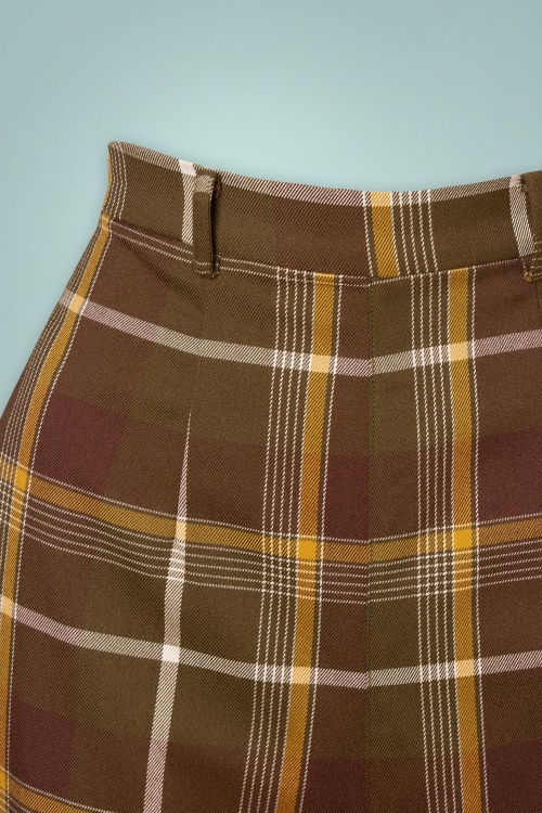 Collectif Clothing - Baylee Mosshill geruite broek in bruin 3