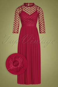 Little Mistress - 60s Martyna Midaxi Dress in Raspberry Red