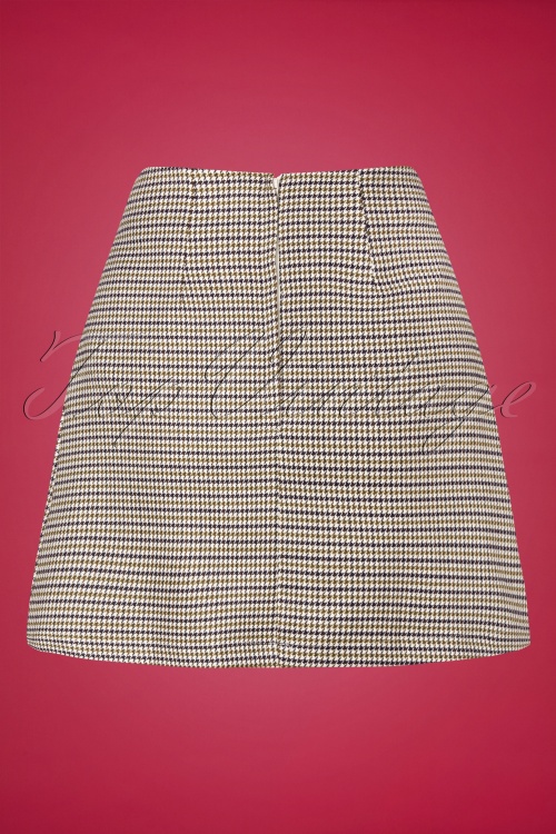 Banned Retro - 60s Check Mate Skirt in Green and Navy Houndstooth 2