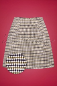 Banned Retro - 60s Check Mate Skirt in Green and Navy Houndstooth