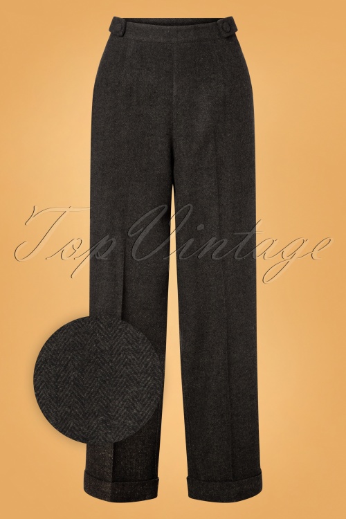 Banned Retro - 40s Button Side Trousers in Grey