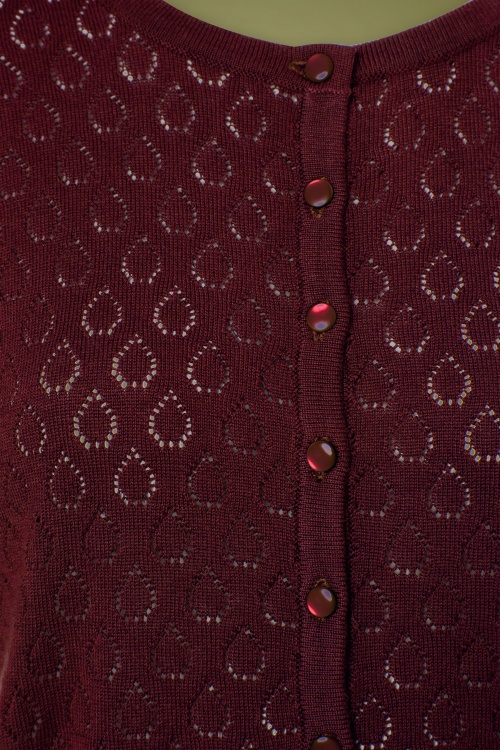 Banned Retro - 50s Watch Out Cardigan in Burgundy 3