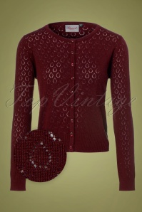 Banned Retro - 50s Watch Out Cardigan in Burgundy