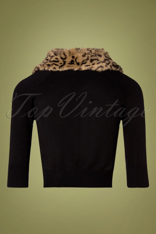 Banned Retro - Fluffy vest met luipaardmotief in zwart 4