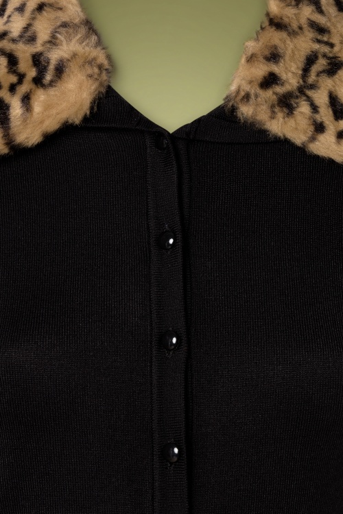 Banned Retro - 50s Fluffy Leopard Cardigan in Black 3