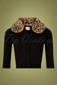 Banned Retro - Fluffy vest met luipaardmotief in zwart