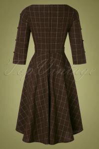 Banned Retro - Klassieke utility swing jurk in bruin 2