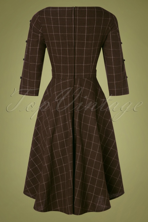 Banned Retro - Klassieke utility swing jurk in bruin 2
