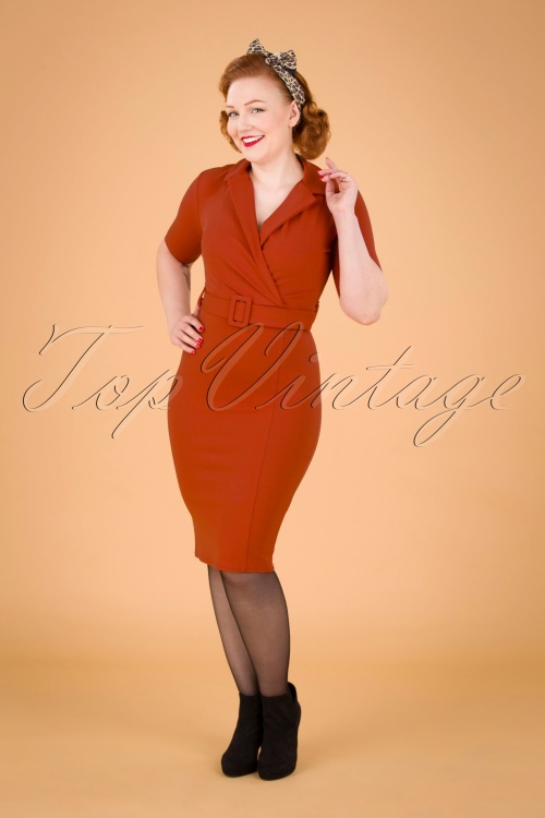 Vintage Chic for Topvintage - 50s Denysa Pencil Dress in Cinnamon