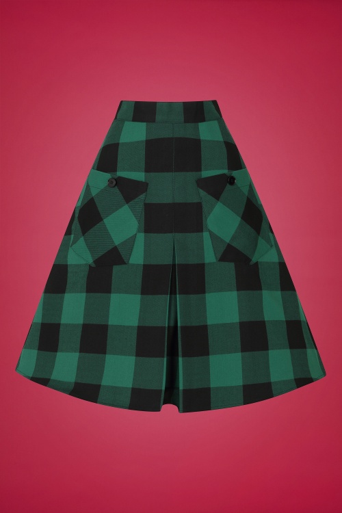 Bunny - 50s Teen Spirit Skirt in Black and Green