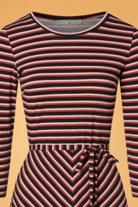 Mademoiselle YéYé - 60s Oh Yes A-line Dress in Red and Black Stripes 2