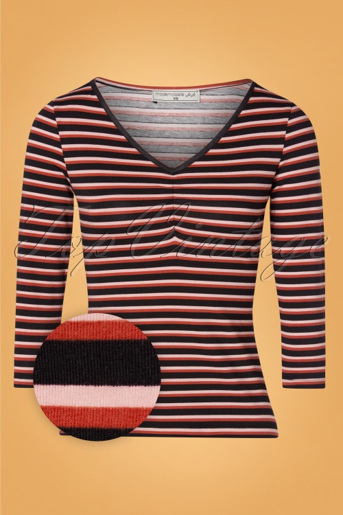 Mademoiselle YéYé 34316 60s Good Times Top Red Black Stripes 20200904 001Z