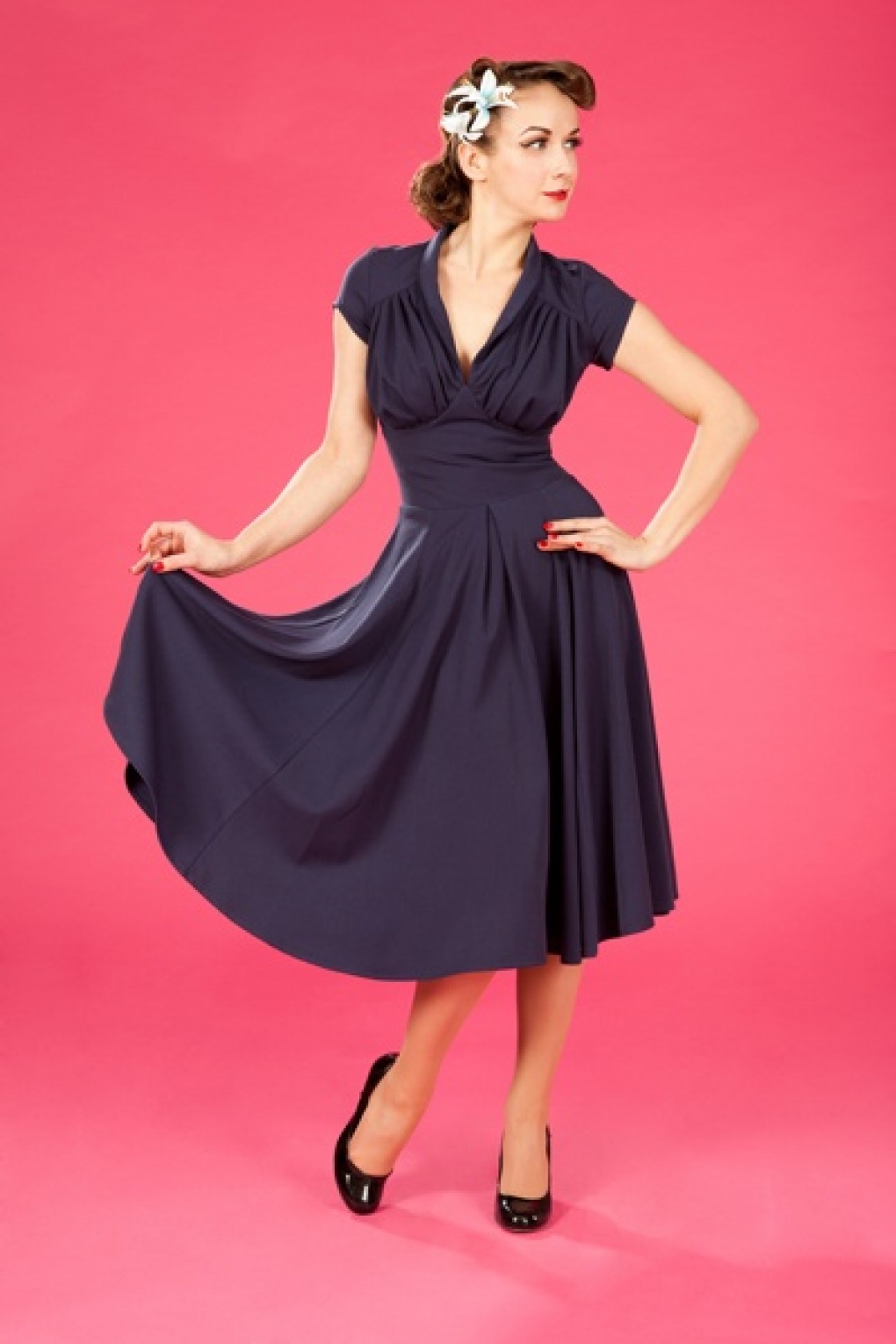 50s Odette Navy swing dress