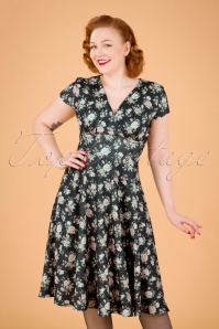 Vintage Chic for Topvintage - Addison Floral Polka Swing-Kleid in Grau