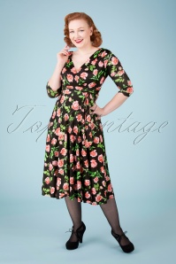 Vintage Chic for Topvintage - Vianna Roses jurk in zwart