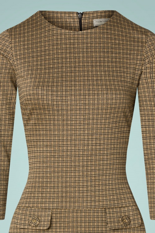 Mademoiselle YéYé - 60s Nine To Five A-line Dress in Brown 2