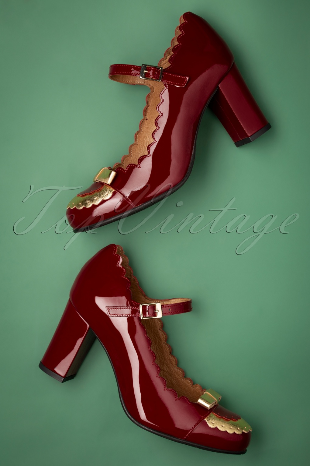red and gold pumps