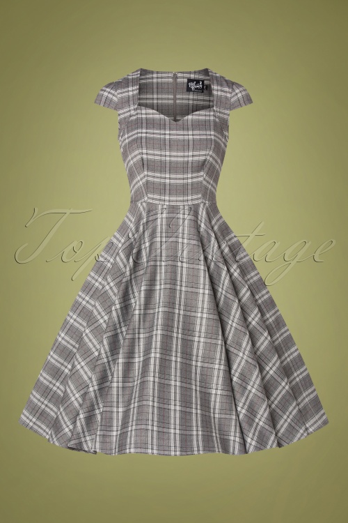 Bunny - 50s Frostine Check Swing Dress in Grey 2
