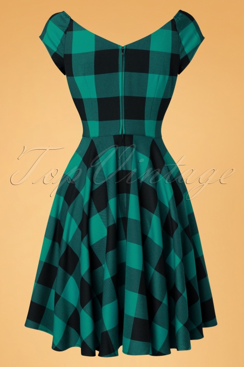 Bunny - 50s Teen Spirit Swing Dress in Black and Green 4