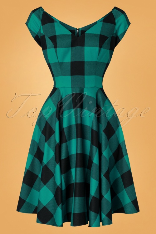 Bunny - 50s Teen Spirit Swing Dress in Black and Green