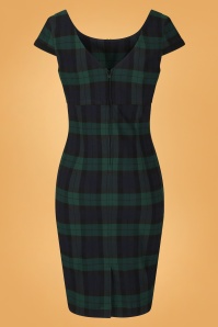 Bunny - 50s Evelyn Pencil Dress in Green and Blue 3
