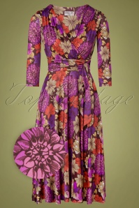 Vintage Chic for Topvintage - Caryl Floral Swing Dress Années 50 en Violet