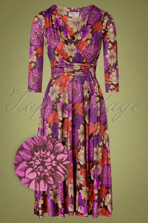 Vintage Chic for Topvintage - Caryl Blumen-Swing-Kleid in Lila