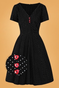 Bunny - Sophia Pin Dots Swing Dress Années 50 en Noir et Blanc