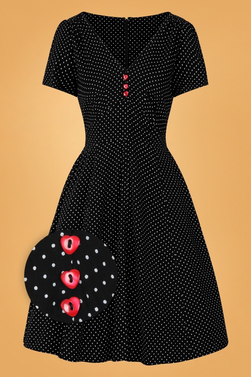 Bunny - 50s Sophia Pin Dots Swing Dress in Black and White