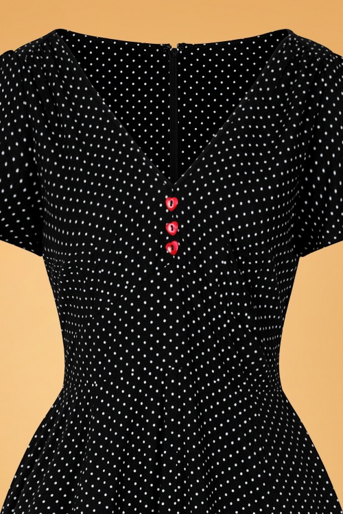 Bunny - Sophia Pin Dots Swing Dress Années 50 en Noir et Blanc 3