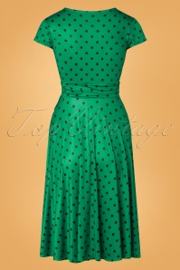 Vintage Chic for Topvintage - Caryl swingjurk met polkadots in smaragdgroen 2