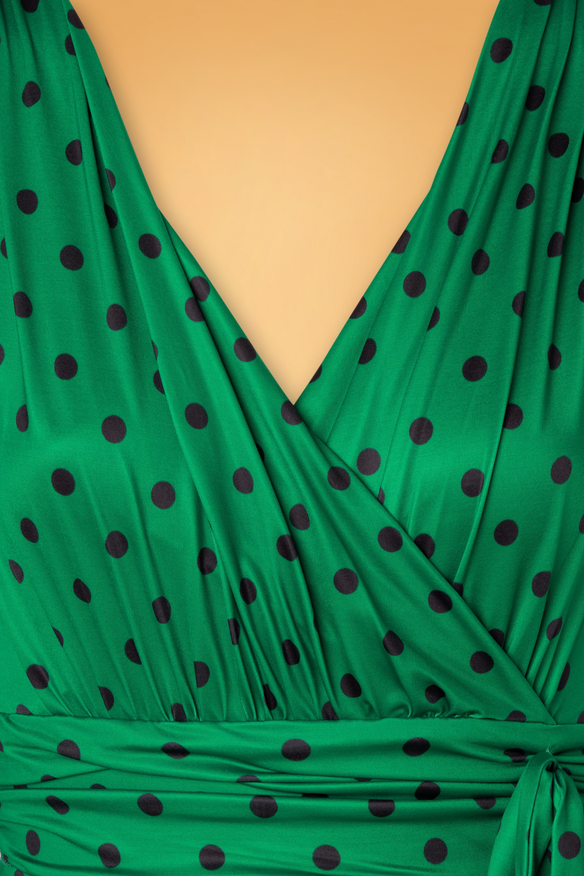 Vintage Chic for Topvintage - Caryl swingjurk met polkadots in smaragdgroen 4