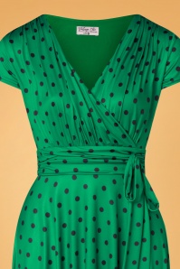 Vintage Chic for Topvintage - Caryl swingjurk met polkadots in smaragdgroen 3
