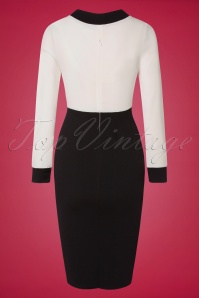 Vintage Chic for Topvintage - 50s Jeannie Pencil Dress in Ivory and Black 2