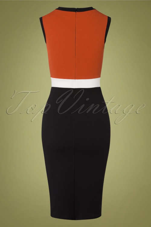 Vintage Chic for Topvintage - 60s Bionda Pencil Dress in Black and Cinnamon 3