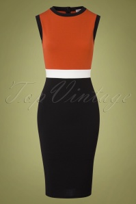 Vintage Chic for Topvintage - 60s Bionda Pencil Dress in Black and Cinnamon 2