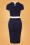 Topvintage Boutique Collection - Dora Dots Pencil Dress Années 60 en Bleu Marine 2