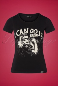 Queen Kerosin - I Can Do It T-Shirt Années 50 en Noir