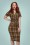 Collectif Clothing - Caterina Mosshill Check Pencil Dress Années 50 en Brun