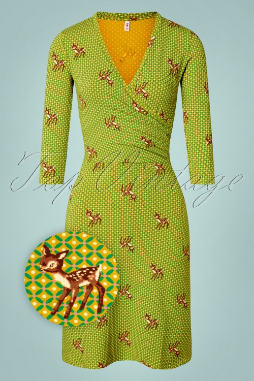 Blutsgeschwister 34189 60s Hunters Darling Dress Deer Love Green 20200909 001Z