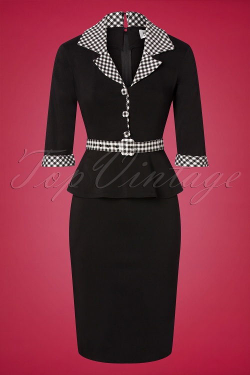 Unique Vintage - 50s Cooper Pencil Suit Dress in Black  3