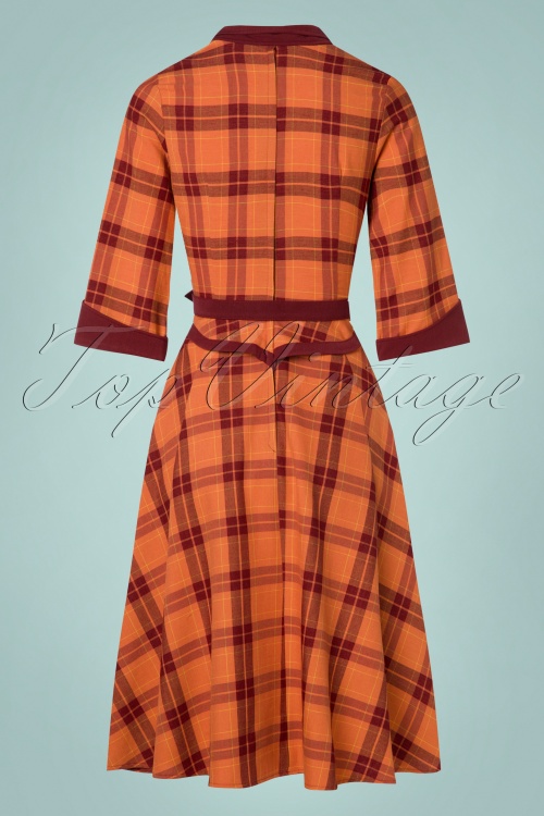 Miss Candyfloss - TopVintage exclusive ~ 50s Juniper Tartan Swing Dress in Rust Orange 4