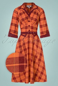 Miss Candyfloss - TopVintage exclusive ~ 50s Juniper Tartan Swing Dress in Rust Orange