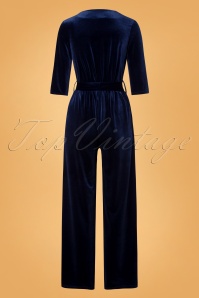 Vintage Chic for Topvintage - Merissa Velvet Jumpsuit Années 50 en Bleu Marine 6