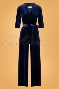 Vintage Chic for Topvintage - Merissa Velvet Jumpsuit in Marineblau