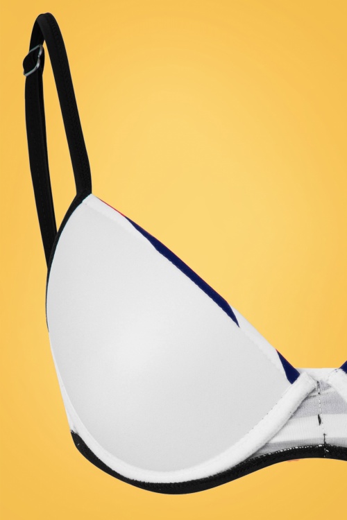 Belsira - Joelle Stripes Bikini Top Années 50 en Bleu Marine et Noir 4